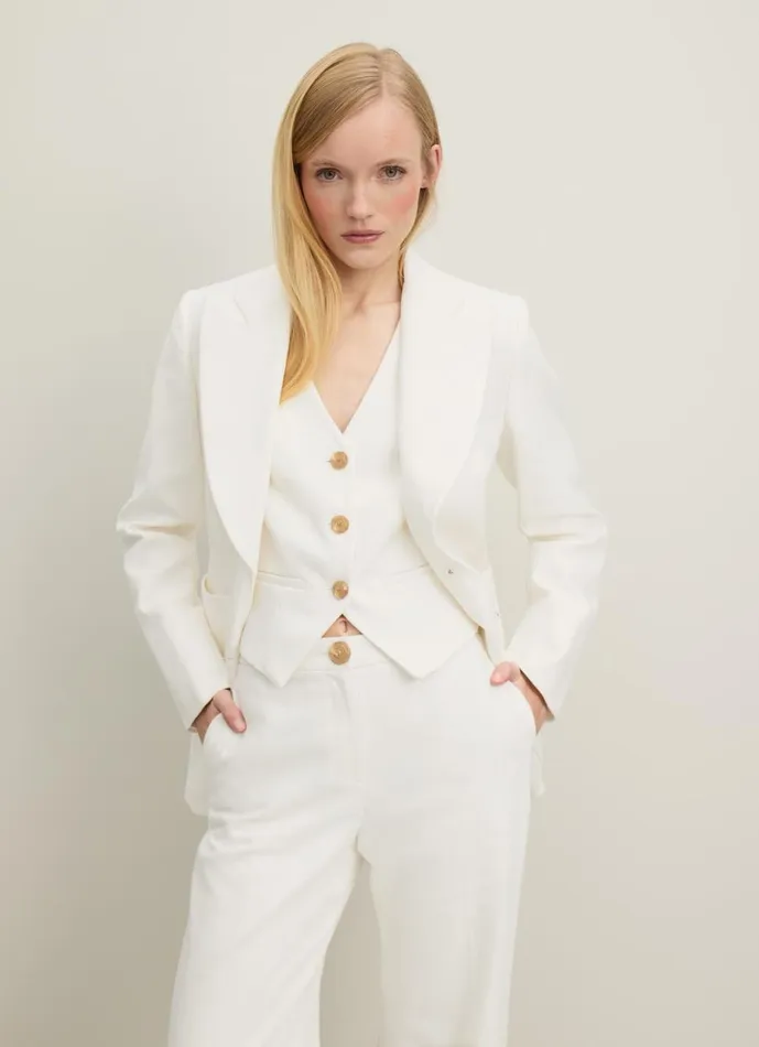 LKBennett Coats and Jackets Women Avery Cream Italian Cotton Jacket LKBennett Coats and Jackets Women Avery Cream Italian Cotton Jacket