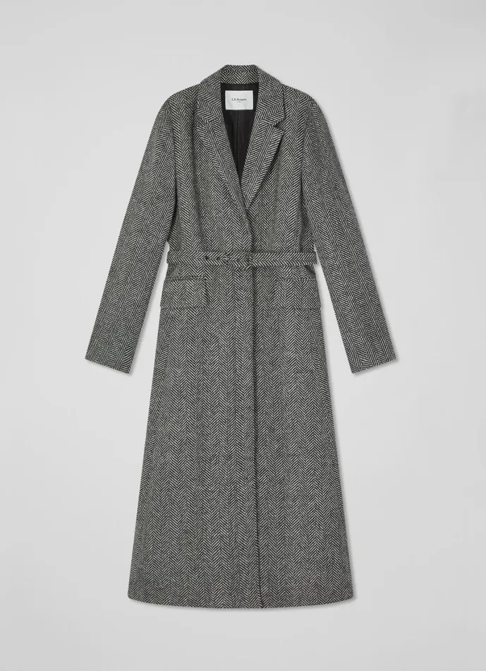 LKBennett Coats and Jackets Women Christie Black And White Herringbone Dress Coat LKBennett Coats and Jackets Women Christie Black And White Herringbone Dress Coat
