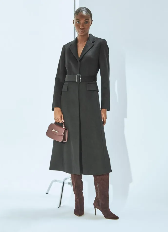 LKBennett Coats and Jackets Women Christie Black Belted Wool Coat
