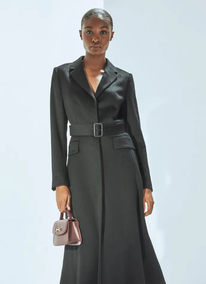 LKBennett Coats and Jackets Women Christie Black Belted Wool Coat