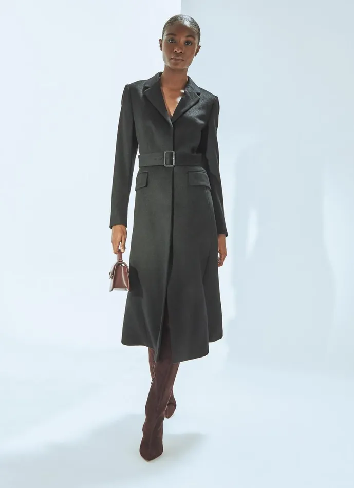 LKBennett Coats and Jackets Women Christie Black Belted Wool Coat