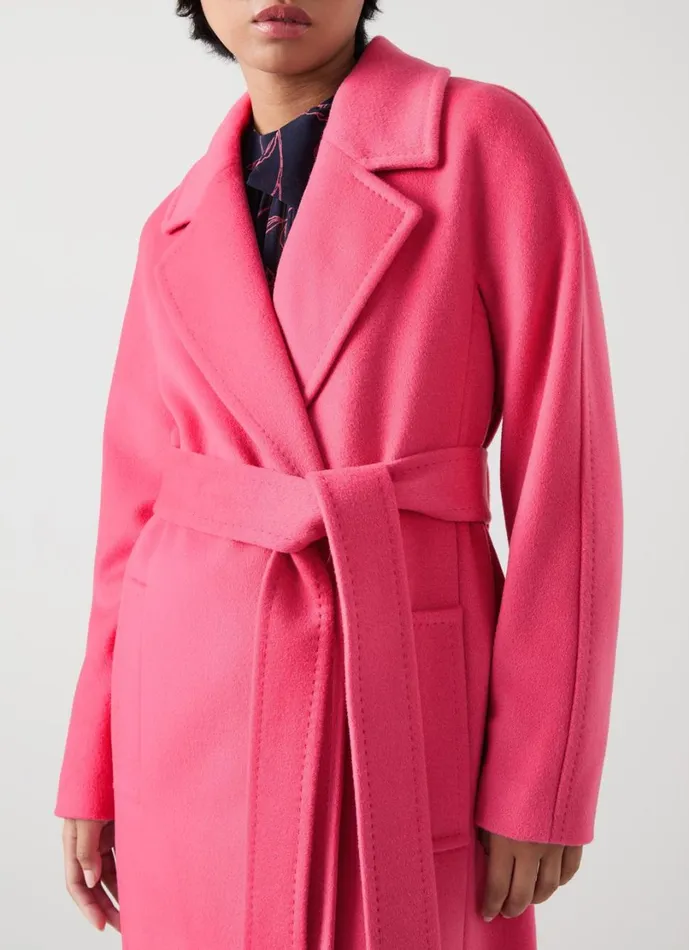 LKBennett Coats and Jackets Women Frances Petite Pink Maxi Wool Coat