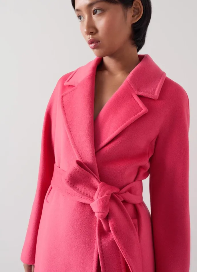 LKBennett Coats and Jackets Women Frances Petite Pink Maxi Wool Coat