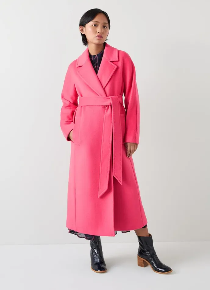 LKBennett Coats and Jackets Women Frances Petite Pink Maxi Wool Coat