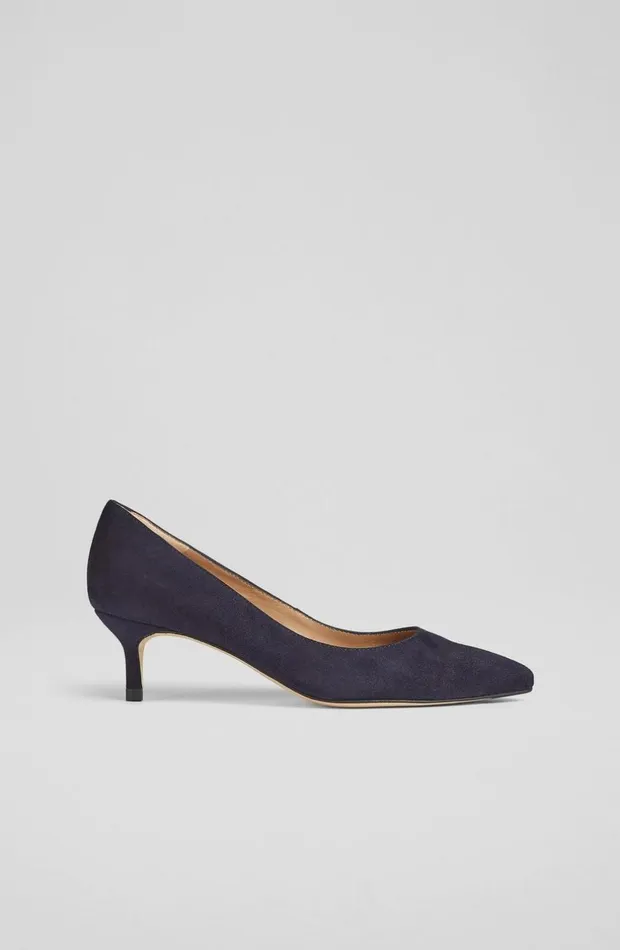 LKBennett Court Shoes Women Audrey Navy Suede Kitten Heel Courts