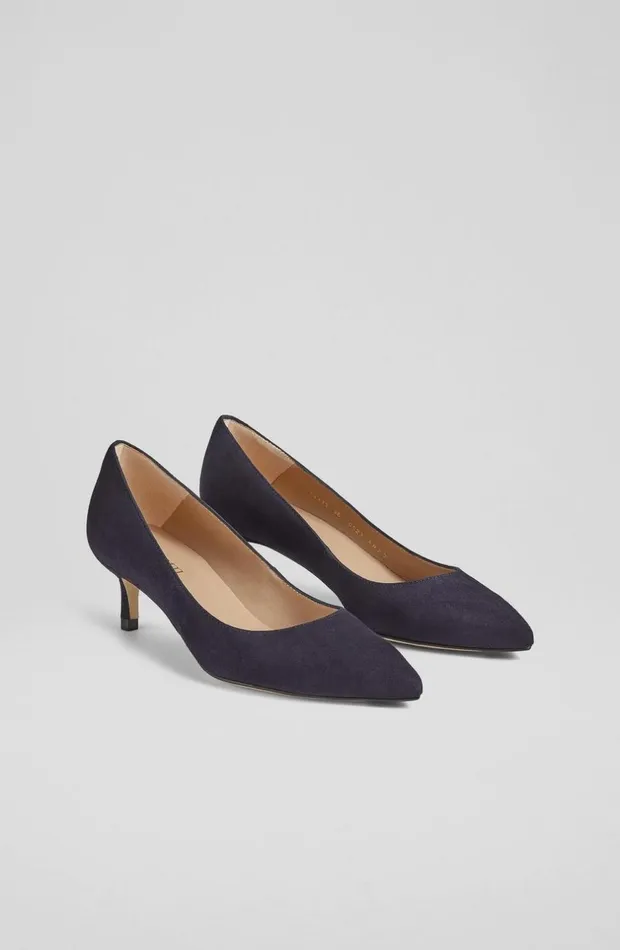 LKBennett Court Shoes Women Audrey Navy Suede Kitten Heel Courts LKBennett Court Shoes Women Audrey Navy Suede Kitten Heel Courts