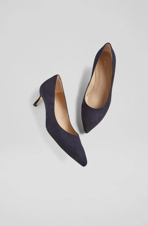 LKBennett Court Shoes Women Audrey Navy Suede Kitten Heel Courts LKBennett Court Shoes Women Audrey Navy Suede Kitten Heel Courts