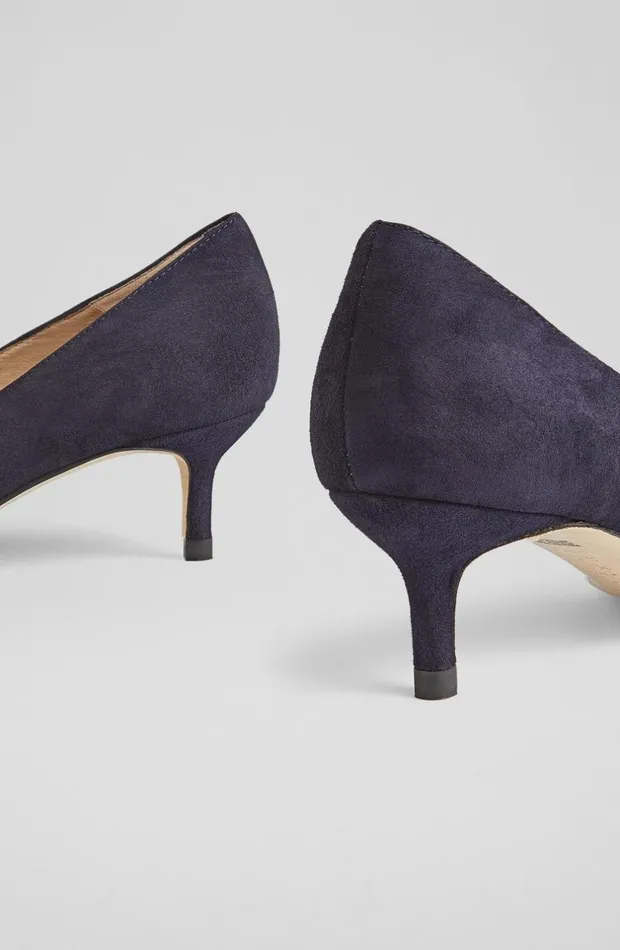 LKBennett Court Shoes Women Audrey Navy Suede Kitten Heel Courts LKBennett Court Shoes Women Audrey Navy Suede Kitten Heel Courts