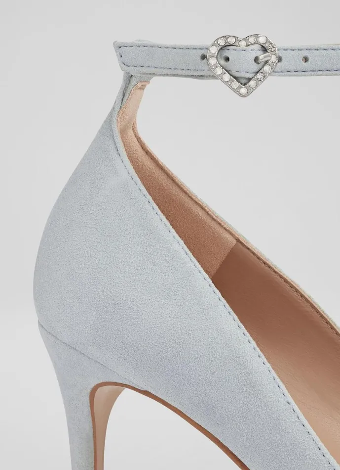 LKBennett Court Shoes Women Catelyn Aqua Suede Leather Ankle Strap Closed Courts