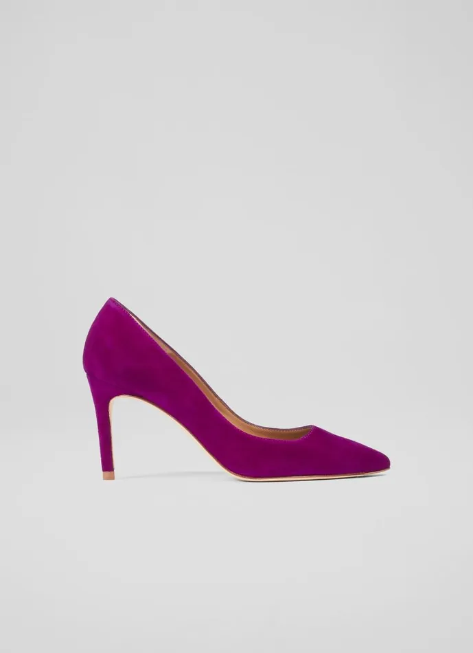 LKBennett Court Shoes Women Floret Magenta Suede Pointed Toe Courts