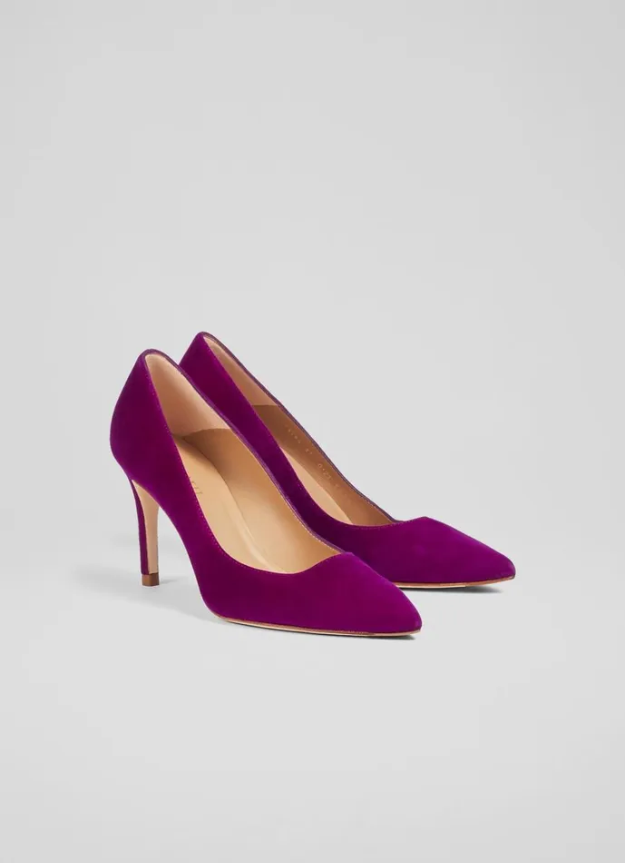 LKBennett Court Shoes Women Floret Magenta Suede Pointed Toe Courts