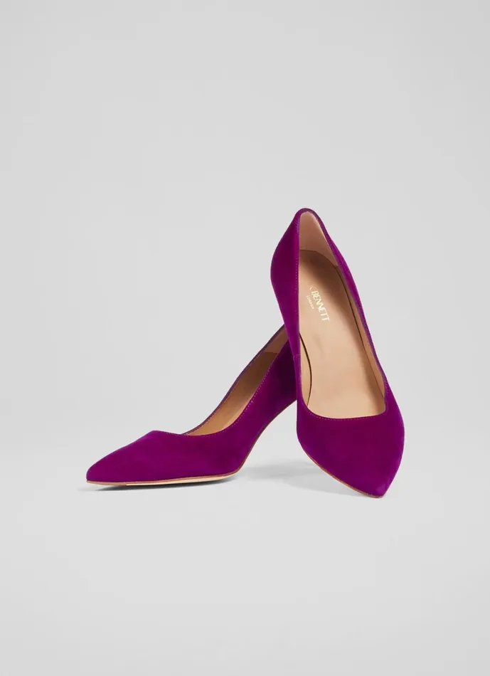 LKBennett Court Shoes Women Floret Magenta Suede Pointed Toe Courts