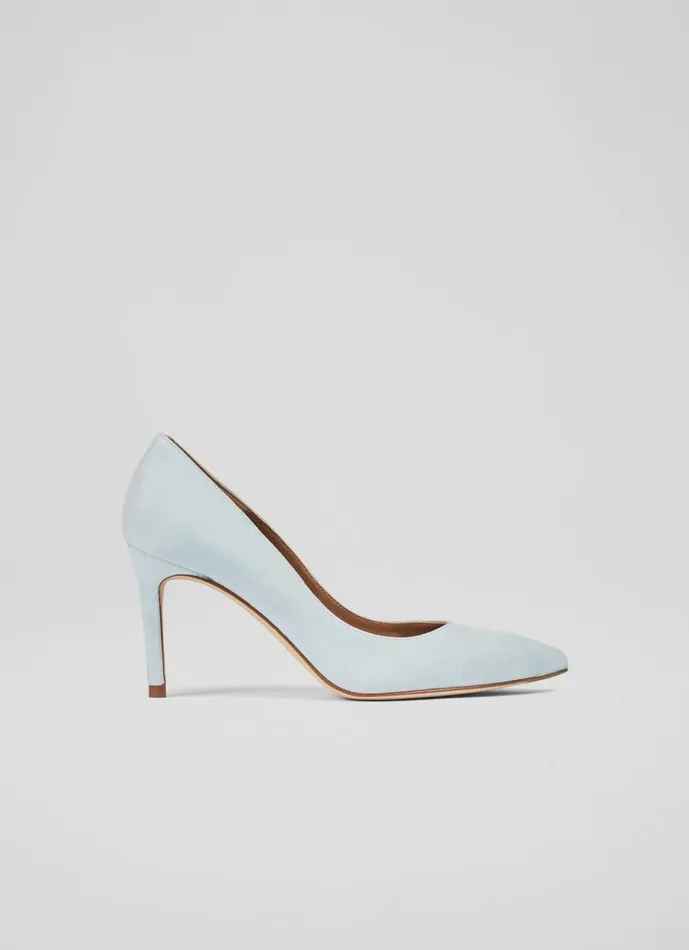 LKBennett Court Shoes Women Floret Sea Green Suede Pointed Toe Courts