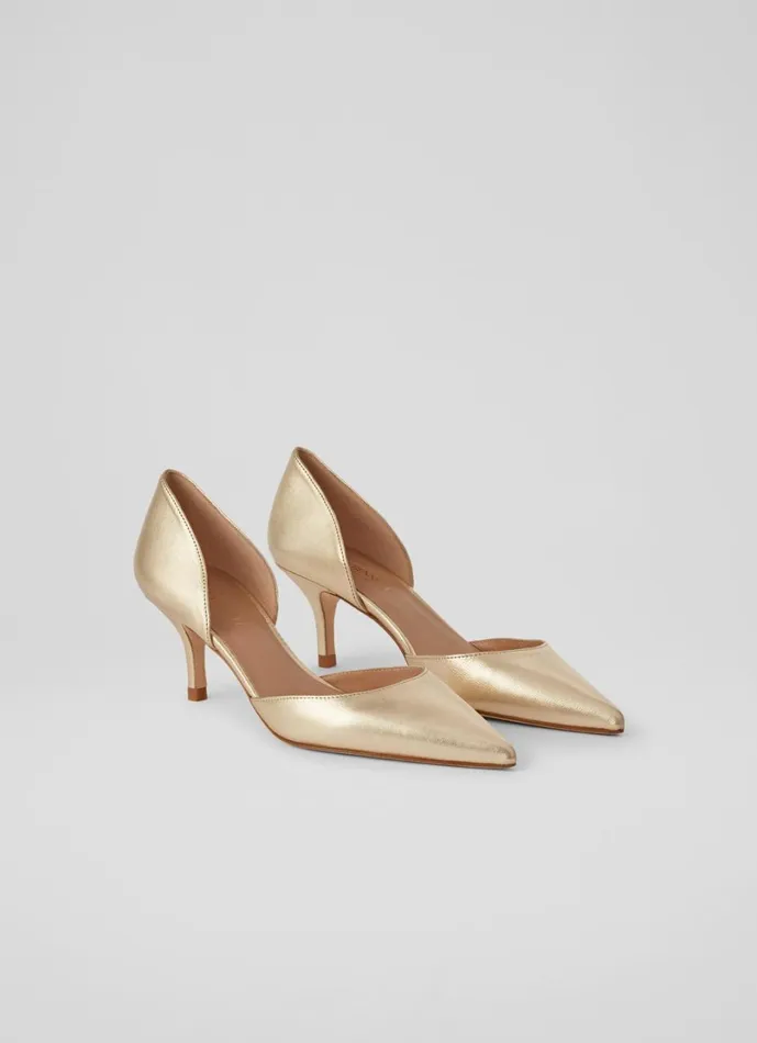 LKBennett Court Shoes Women Harley Gold Leather D039Orsay Courts