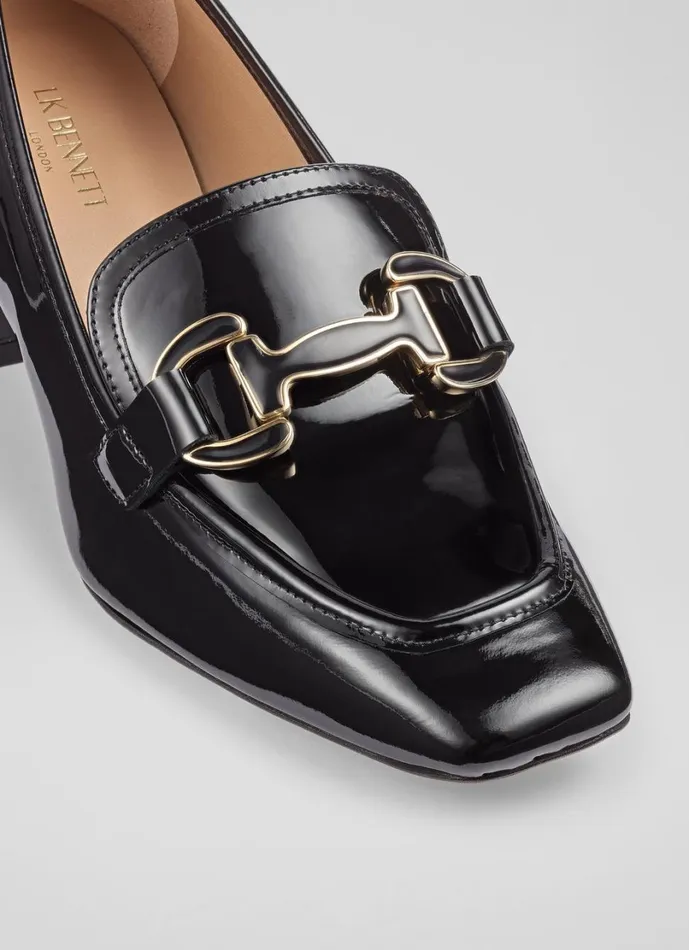 LKBennett Court Shoes Women Luca Black Block Heel Snaffle Courts