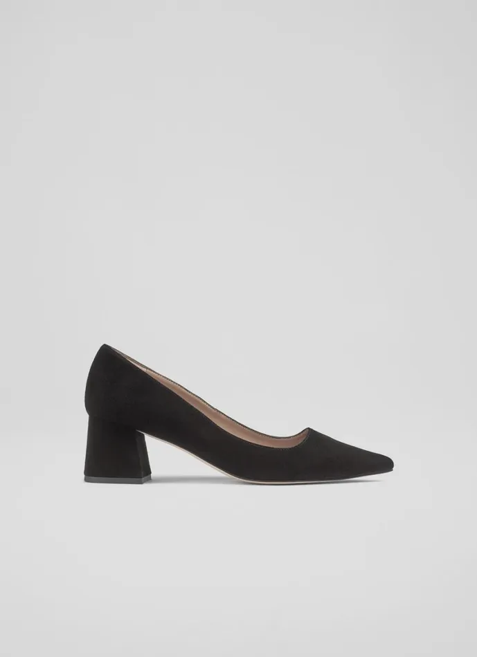 LKBennett Court Shoes Women Sloane Black Suede Block Heel Courts