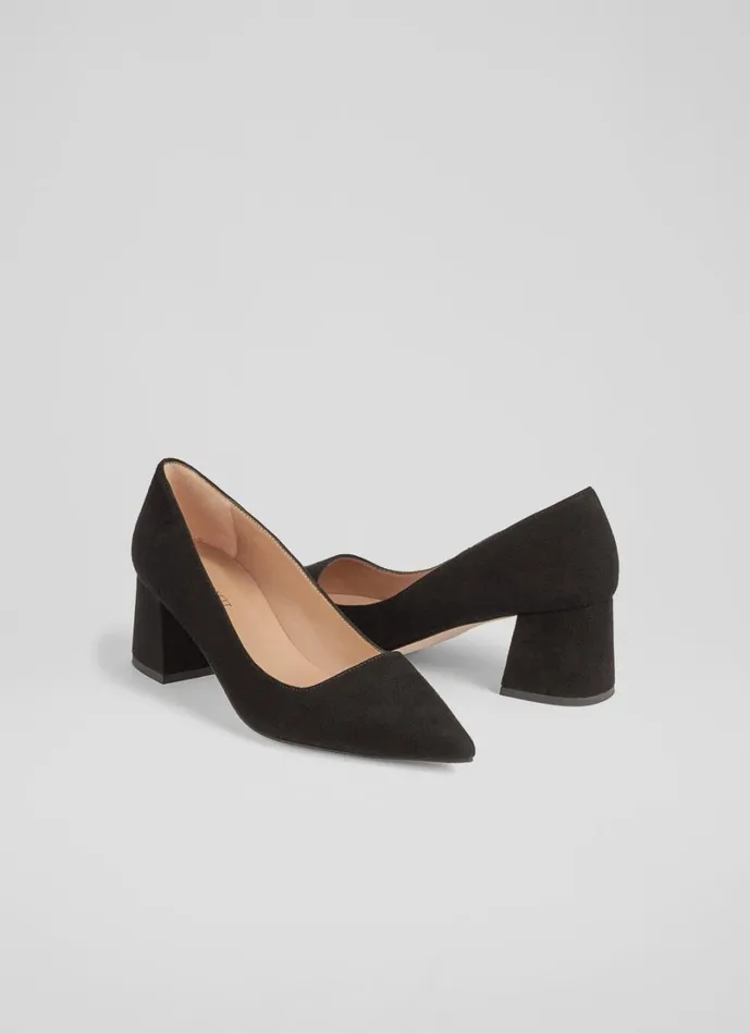 LKBennett Court Shoes Women Sloane Black Suede Block Heel Courts LKBennett Court Shoes Women Sloane Black Suede Block Heel Courts