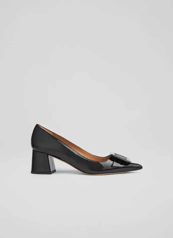 LKBennett Court Shoes Women Tia Black Patent BuckleDetail Courts