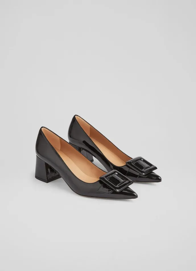LKBennett Court Shoes Women Tia Black Patent BuckleDetail Courts