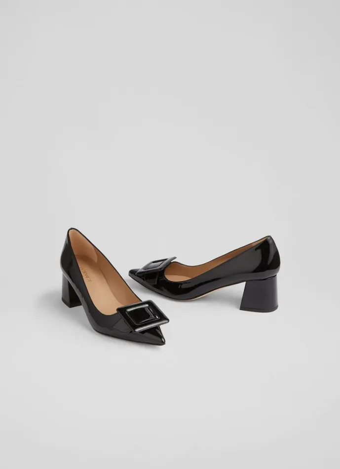 LKBennett Court Shoes Women Tia Black Patent BuckleDetail Courts