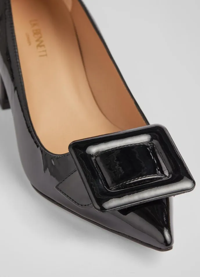 LKBennett Court Shoes Women Tia Black Patent BuckleDetail Courts