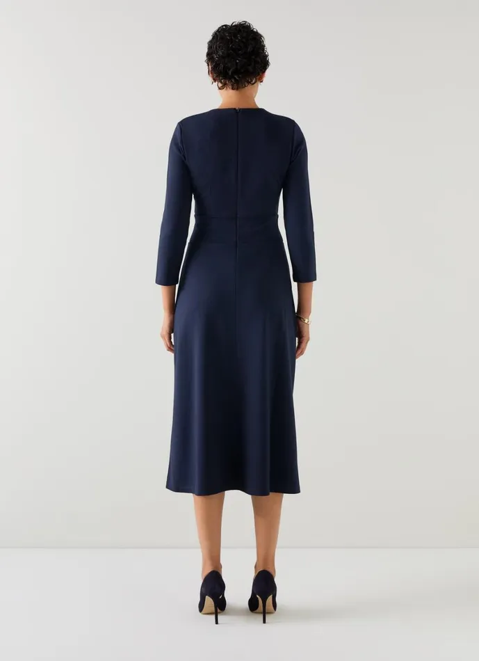 LKBennett Dresses Women Lauren Navy VNeck LENZING ECOVERO Viscose Ponte Midi Dress LKBennett Dresses Women Lauren Navy VNeck LENZING ECOVERO Viscose Ponte Midi Dress