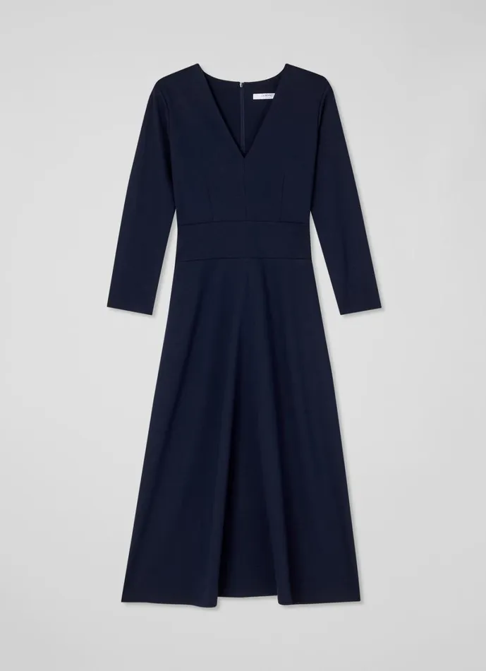 LKBennett Dresses Women Lauren Navy VNeck LENZING ECOVERO Viscose Ponte Midi Dress LKBennett Dresses Women Lauren Navy VNeck LENZING ECOVERO Viscose Ponte Midi Dress