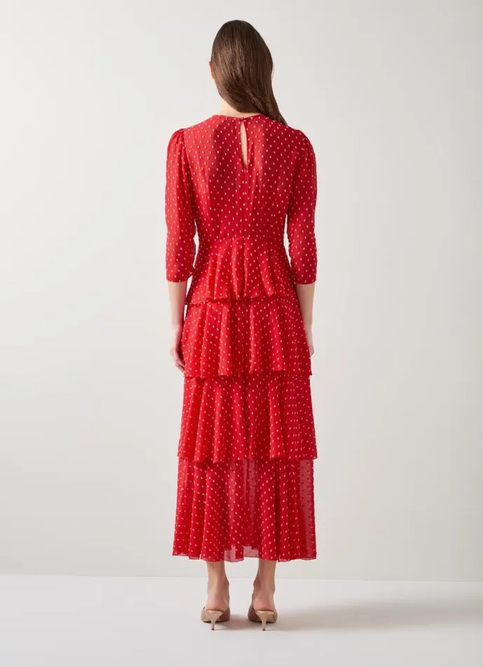 LKBennett Dresses Women Poppy Red Poinsettia Tiered Dress