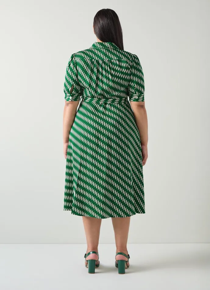 LKBennett Dresses Women Valerie Green Modernist Print Shirt Dress