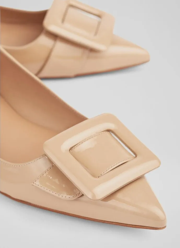 LKBennett Flats Women Devon Beige Patent Leather BuckleDetail Flats LKBennett Flats Women Devon Beige Patent Leather BuckleDetail Flats