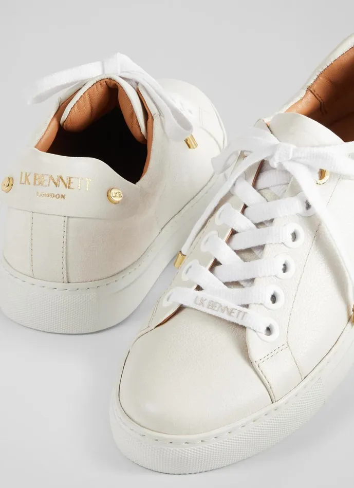 LKBennett Flats Women Signature Cream Leather Trainers LKBennett Flats Women Signature Cream Leather Trainers