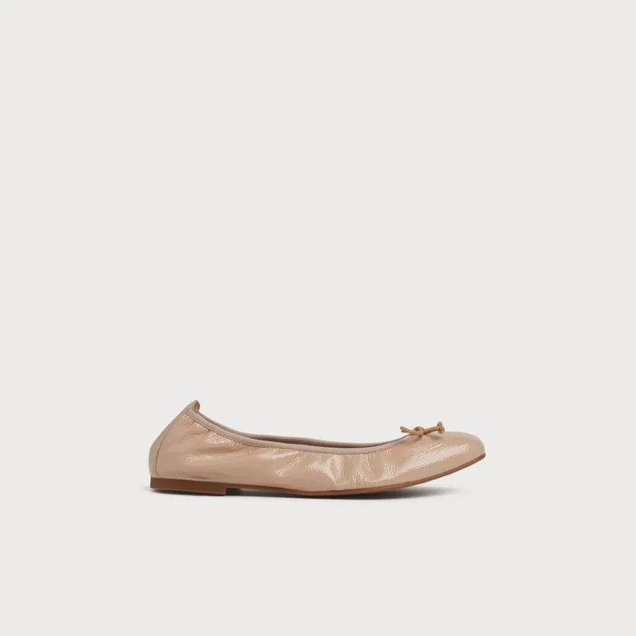 LKBennett Flats Women Trilly Nude 2 Crinkled Patent Ballet Pumps