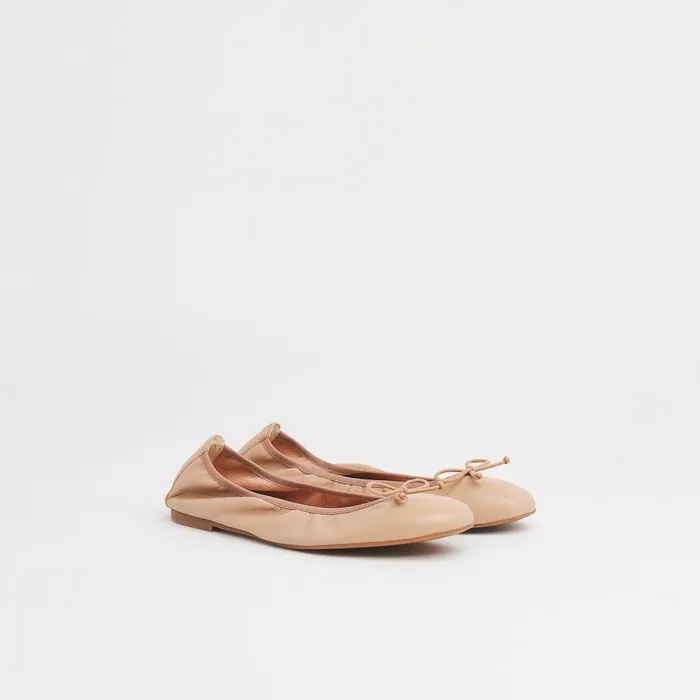 LKBennett Flats Women Trilly Nude 2 Crinkled Patent Ballet Pumps
