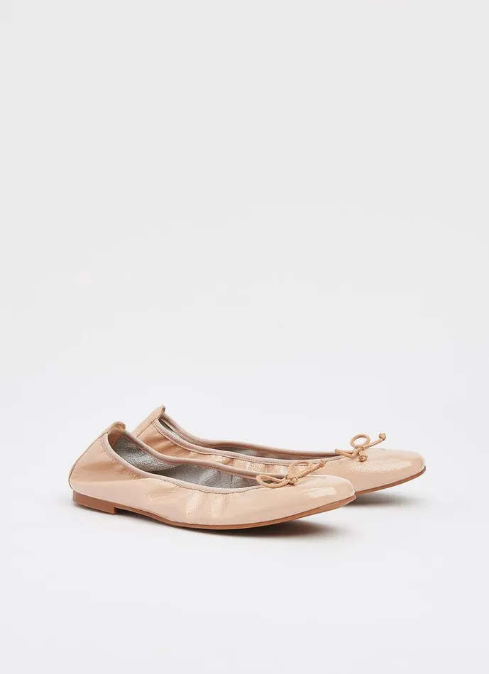 LKBennett Flats Women Trilly Nude 2 Crinkled Patent Ballet Pumps