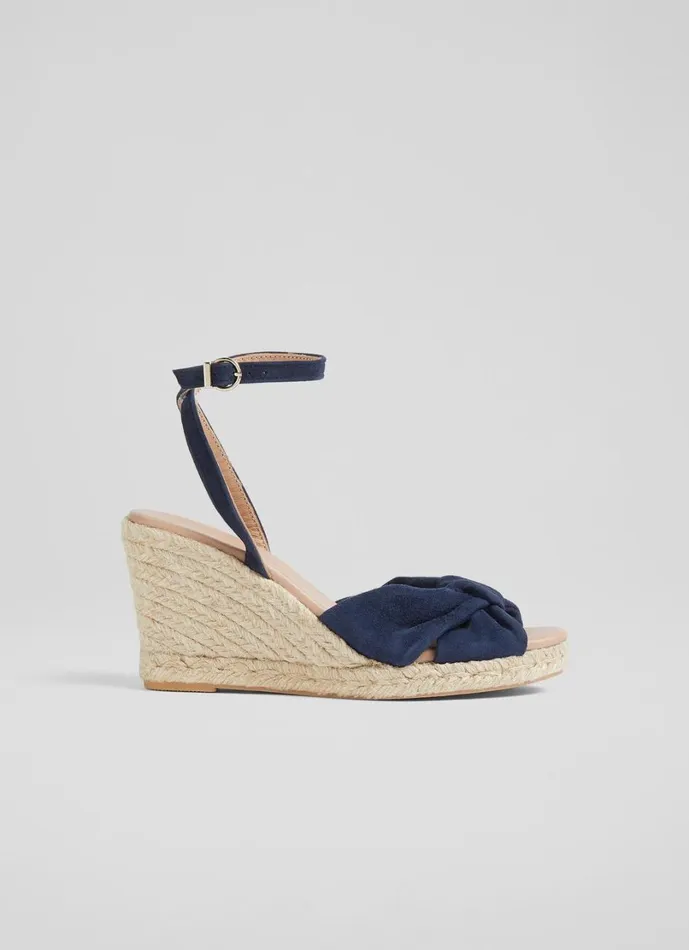 LKBennett Sandals Women Angela Navy Suede Espadrille Sandals