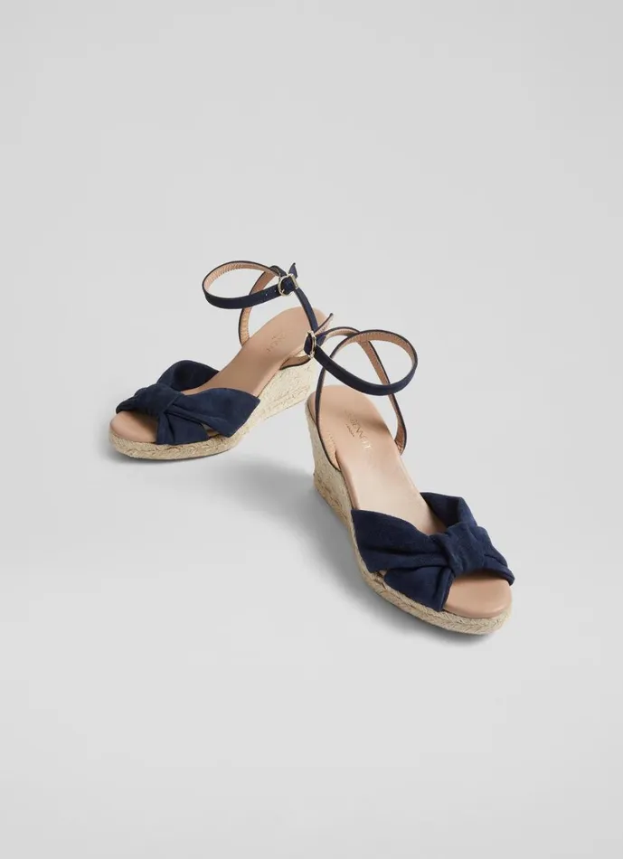 LKBennett Sandals Women Angela Navy Suede Espadrille Sandals LKBennett Sandals Women Angela Navy Suede Espadrille Sandals