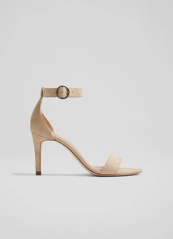LKBennett Sandals Women Ivy Beige Suede Heeled Sandals