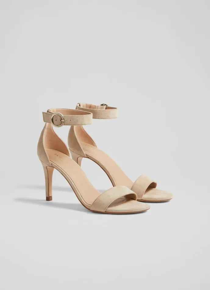 LKBennett Sandals Women Ivy Beige Suede Heeled Sandals