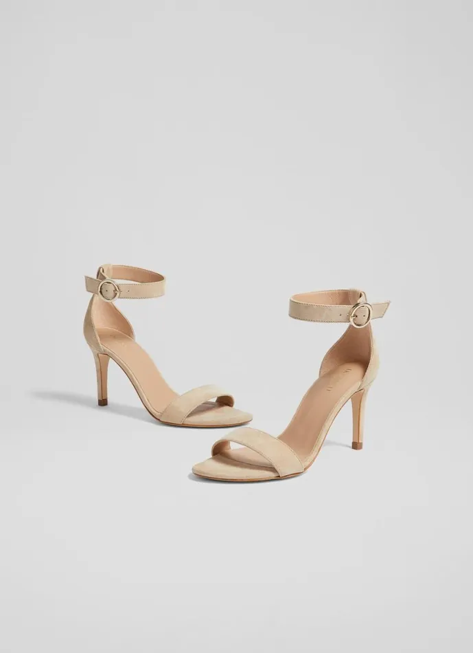 LKBennett Sandals Women Ivy Beige Suede Heeled Sandals
