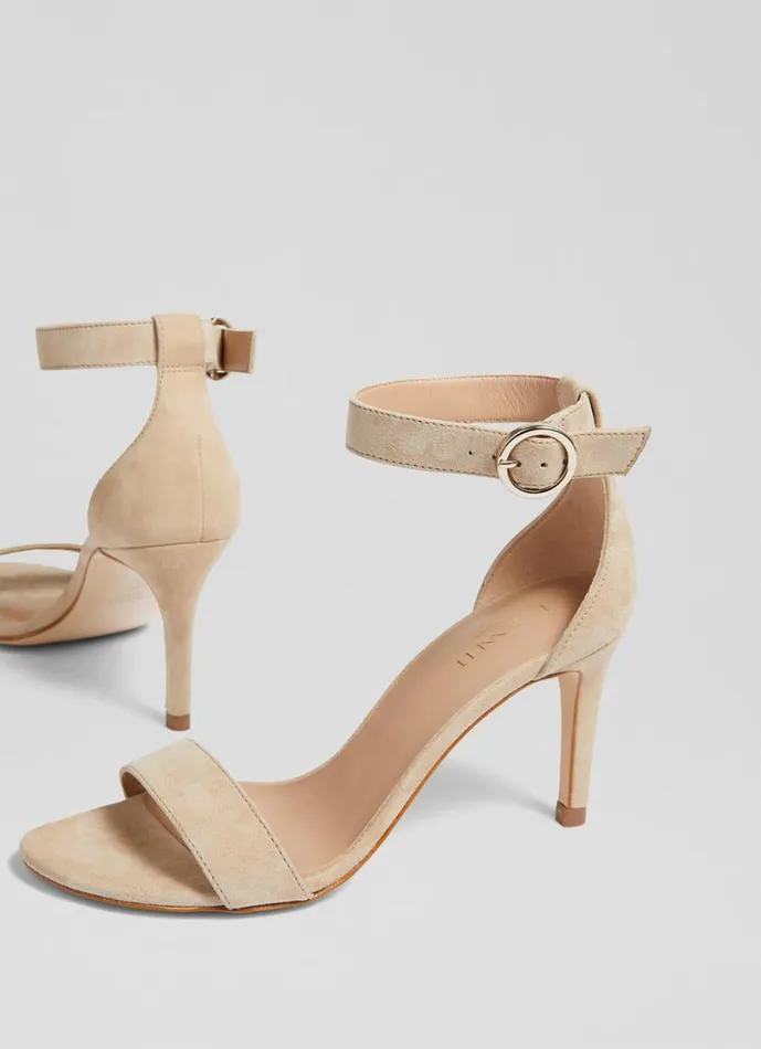 LKBennett Sandals Women Ivy Beige Suede Heeled Sandals
