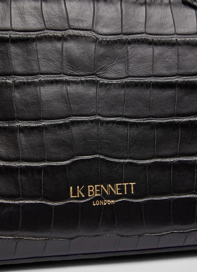 LKBennett Tote Bags Women Jamie Black CrocEffect Leather Tote Bag