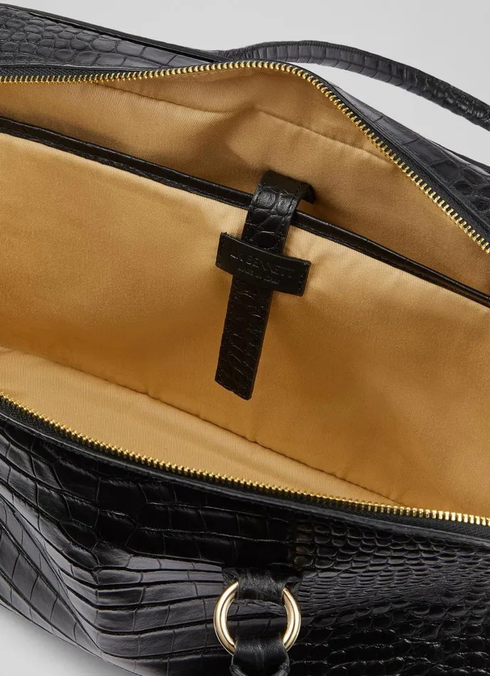 LKBennett Tote Bags Women Jamie Black CrocEffect Leather Tote Bag