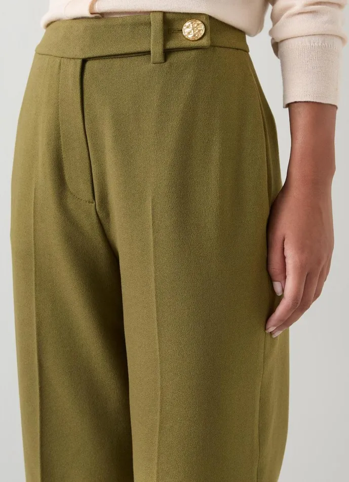 LKBennett Trousers Women Billie Petite LENZING ECOVERO Viscose Olive Tailored Crop Wide Trouser LKBennett Trousers Women Billie Petite LENZING ECOVERO Viscose Olive Tailored Crop Wide Trouser