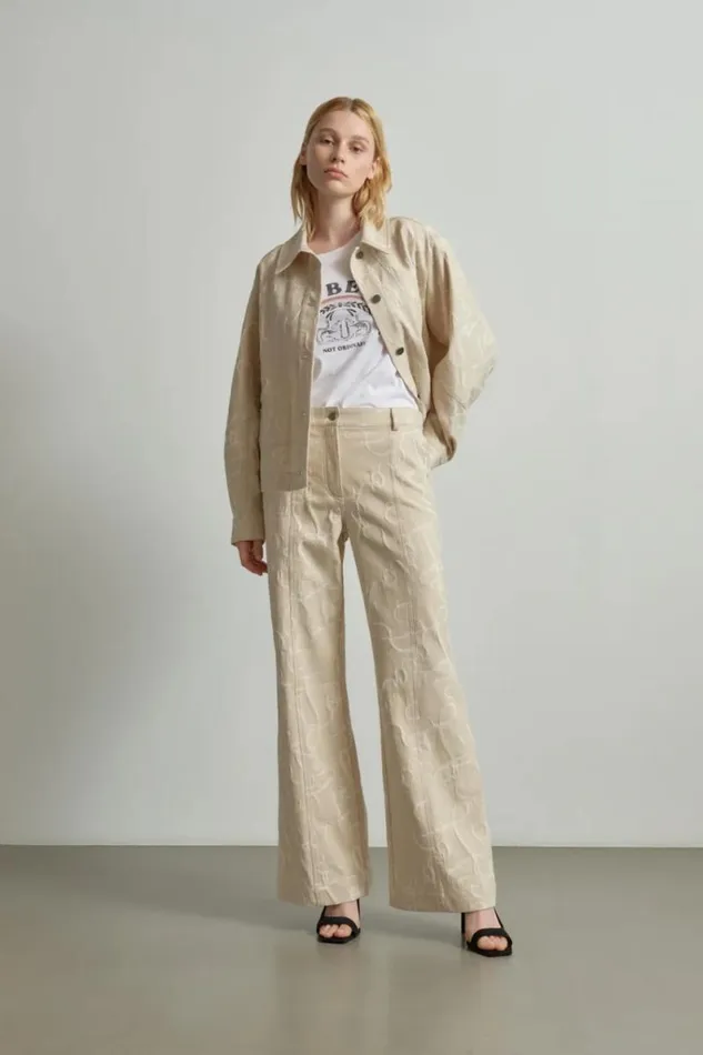 Lala Berlin Pants and Skirts Pants Pamir Cotton Mix Lalagram Jacquard Beige 8211 Women