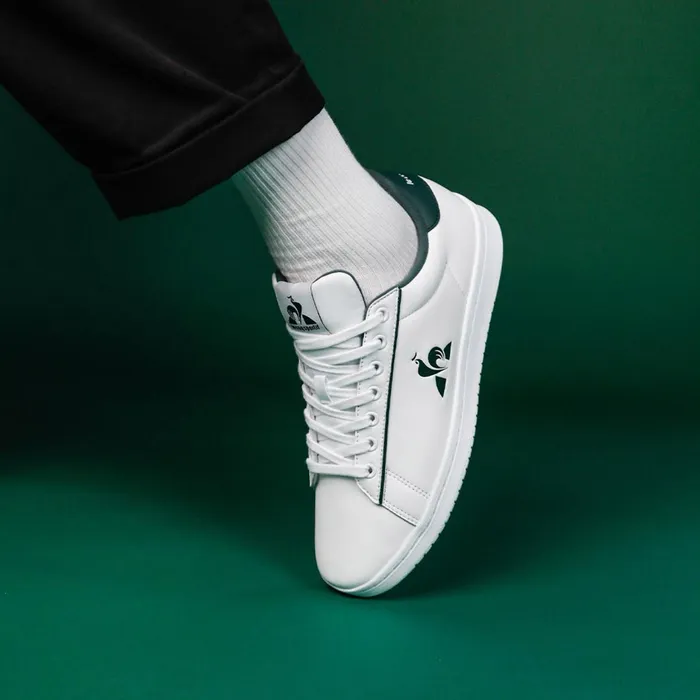 Le Coq Sportif Shoes LCS COURT CLEAN Optical White Trekking Green Men Trainers And Sneakers Le Coq Sportif Shoes LCS COURT CLEAN Optical White Trekking Green Men Trainers And Sneakers