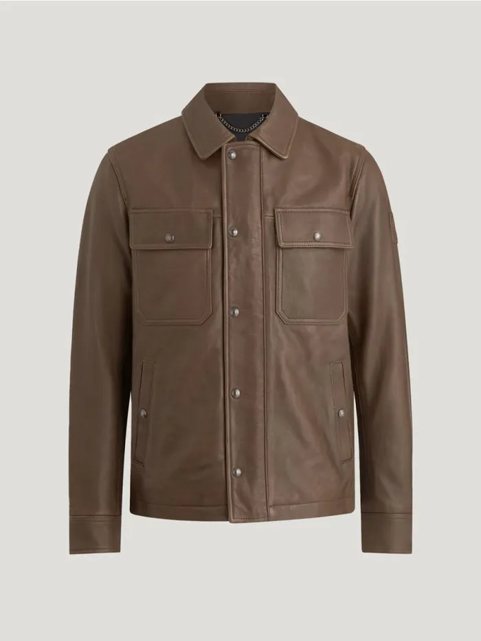 Leather Jackets Men Belstaff Quarry Overshirt Clay Brown