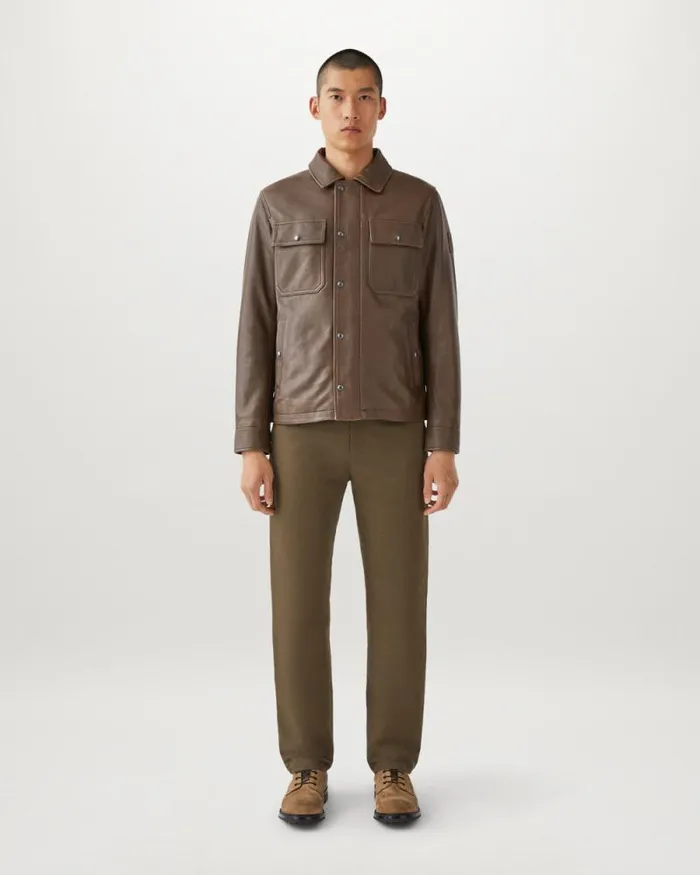 Leather Jackets Men Belstaff Quarry Overshirt Clay Brown