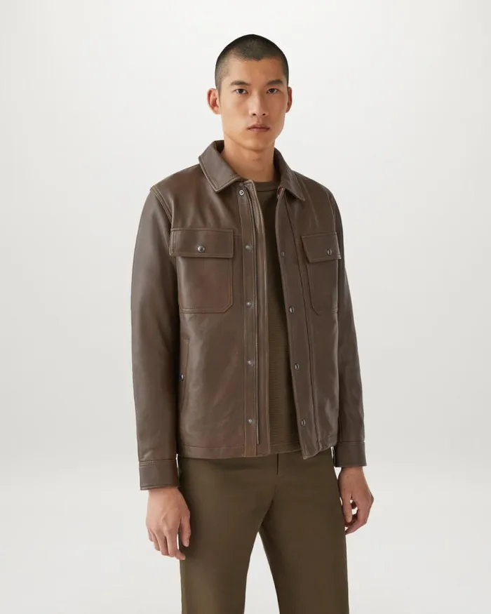 Leather Jackets Men Belstaff Quarry Overshirt Clay Brown