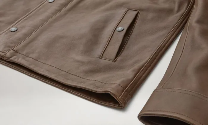 Leather Jackets Men Belstaff Quarry Overshirt Clay Brown