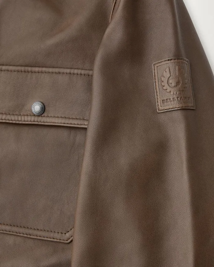 Leather Jackets Men Belstaff Quarry Overshirt Clay Brown